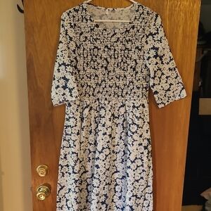 Floral Blue and White Dress